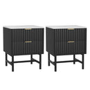 Artiss 2x Bedside Table 2 Drawers - Black - RnR Galore