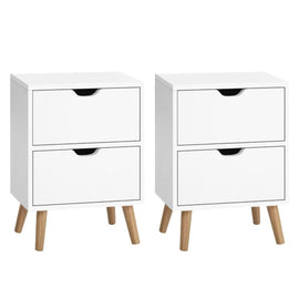 Artiss 2X Bedside Table 2 Drawers - BODEN White - RnR Galore