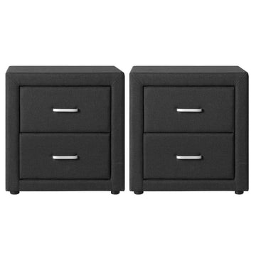Artiss 2X Bedside Table 2 Drawers Fabric - CADEN Charcoal - RnR Galore