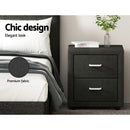 Artiss 2X Bedside Table 2 Drawers Fabric - CADEN Charcoal - RnR Galore