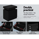 Artiss 2X Bedside Table 2 Drawers Lift - up Storage Black - RnR Galore