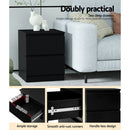 Artiss 2x Bedside Table 2 Drawers - PEPE Black - RnR Galore