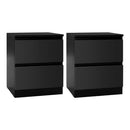 Artiss 2x Bedside Table 2 Drawers - PEPE Black - RnR Galore