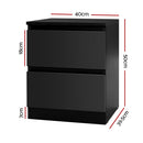 Artiss 2x Bedside Table 2 Drawers - PEPE Black - RnR Galore