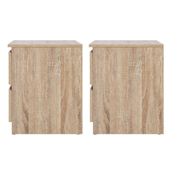 Artiss 2x Bedside Table 2 Drawers - PEPE Oak - RnR Galore