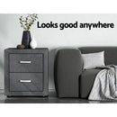 Artiss 2X Bedside Table 2 Drawers Side Table Fabric - CADEN Grey - RnR Galore