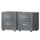 Artiss 2X Bedside Table 2 Drawers Side Table Fabric - CADEN Grey - RnR Galore