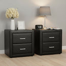 Artiss 2X Bedside Table 2 Drawers Side Table Leather - CADEN Black - RnR Galore