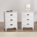 Artiss 2x Bedside Table 3 Drawers Vintage - THYME White - RnR Galore