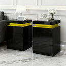 Artiss 2X Bedside Table LED 3 Drawers - COLEY Black - RnR Galore