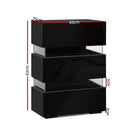Artiss 2x Bedside Table LED 3 Drawers - LUMI Black - RnR Galore