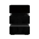 Artiss 2x Bedside Table LED 3 Drawers - LUMI Black - RnR Galore