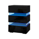 Artiss 2x Bedside Table LED 3 Drawers - LUMI Black - RnR Galore