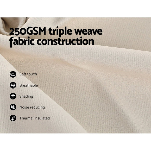 Artiss 2X Blockout Curtains Eyelet 180x213cm Beige - RnR Galore