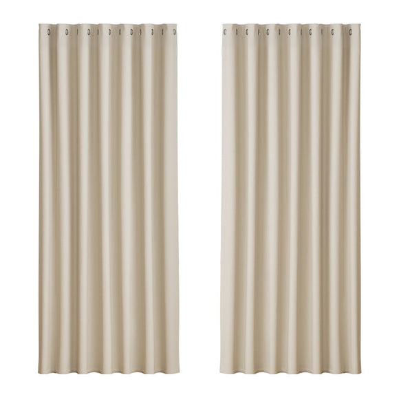 Artiss 2X Blockout Curtains Eyelet 240x230cm Beige - RnR Galore