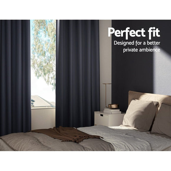 Artiss 2X Blockout Curtains Eyelet 300x230cm Charcoal - RnR Galore