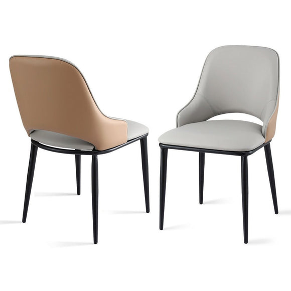 Artiss 2x Dining Chairs Hollow PU Leather Kitchen Lounge Cafe Accent Chair Grey - RnR Galore