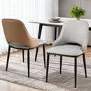 Artiss 2x Dining Chairs Hollow PU Leather Kitchen Lounge Cafe Accent Chair Grey - RnR Galore