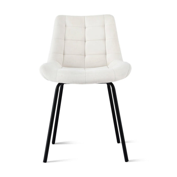 Artiss 2x Dining Chairs Velvet Tufted Kitchen Lounge Cafe Accent Chair Beige - RnR Galore