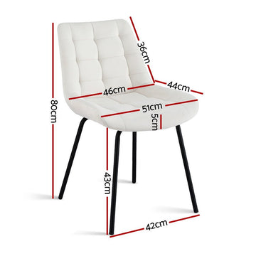 Artiss 2x Dining Chairs Velvet Tufted Kitchen Lounge Cafe Accent Chair Beige - RnR Galore