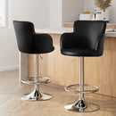 Artiss 2x Leather Bar Stools Swivel Adjustable Gas Lift PU Counter Chairs Black - RnR Galore