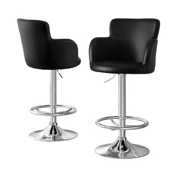 Artiss 2x Leather Bar Stools Swivel Adjustable Gas Lift PU Counter Chairs Black - RnR Galore