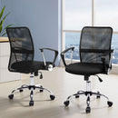 Artiss 2x Mesh Office Chair Mid Back Black - RnR Galore