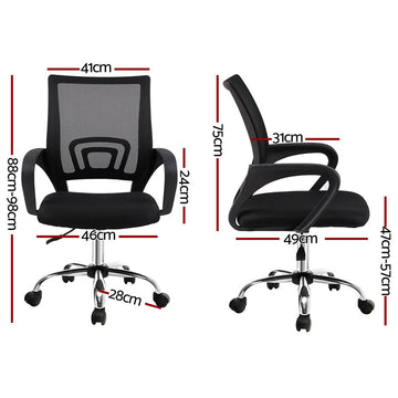 Artiss 2x Mesh Office Chair Mid Back Black - RnR Galore