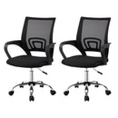 Artiss 2x Mesh Office Chair Mid Back Black - RnR Galore