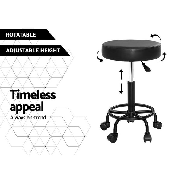 Artiss 2x Salon Stool Round Swivel Chair - RnR Galore