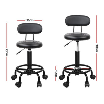 Artiss 2x Salon Stool Swivel Chair Backrest - RnR Galore