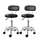 Artiss 2x Salon Stool Swivel Chair Backrest Black - RnR Galore