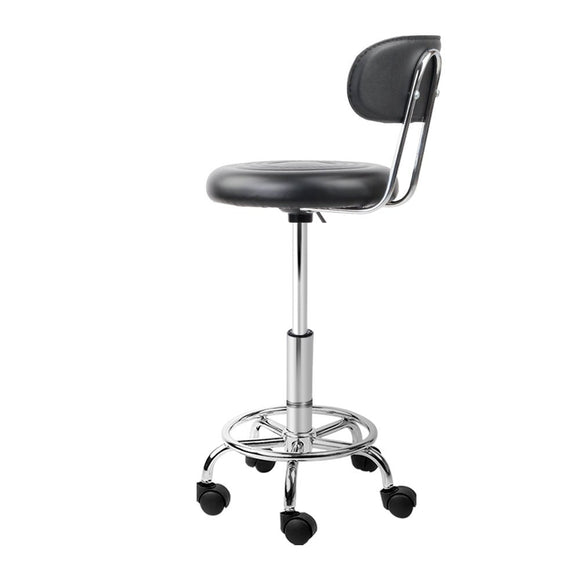 Artiss 2x Salon Stool Swivel Chair Backrest Black - RnR Galore