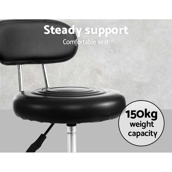 Artiss 2x Salon Stool Swivel Chair Backrest Black - RnR Galore
