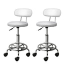 Artiss 2x Salon Stool Swivel Chair Backrest White - RnR Galore