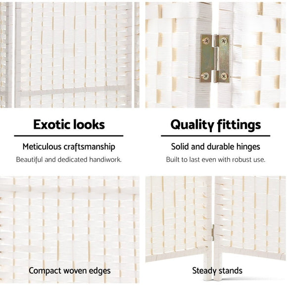 Artiss 4 Panel Room Divider Screen Privacy Timber Foldable Dividers Stand White - RnR Galore