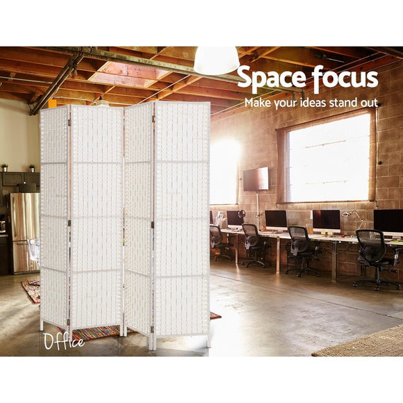 Artiss 4 Panel Room Divider Screen Privacy Timber Foldable Dividers Stand White - RnR Galore