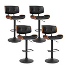 Artiss 4x Bar Stools Gas Lift Leather All Black - RnR Galore