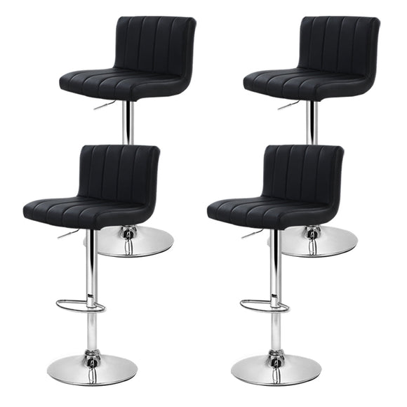 Artiss 4x Bar Stools Gas Lift Leather Black - RnR Galore