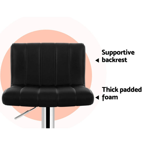 Artiss 4x Bar Stools Gas Lift Leather Black - RnR Galore