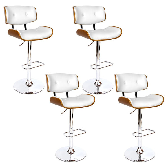 Artiss 4x Bar Stools Gas Lift Leather White - RnR Galore