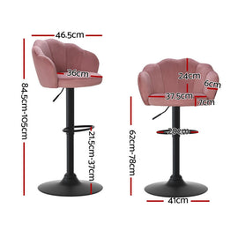 Artiss 4x Bar Stools Gas Lift Velvet Pink - RnR Galore