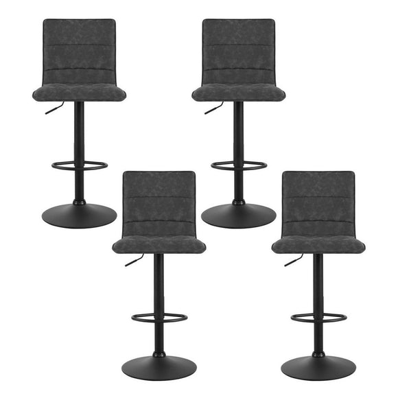 Artiss 4x Bar Stools Gas Lift Vintage Leather Grey - RnR Galore