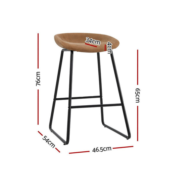 Artiss 4x Bar Stools Kitchen Dining Chairs Counter Stool PU Leather Metal Brown - RnR Galore
