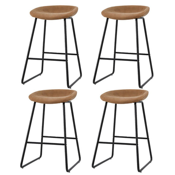 Artiss 4x Bar Stools Kitchen Dining Chairs Counter Stool PU Leather Metal Brown - RnR Galore