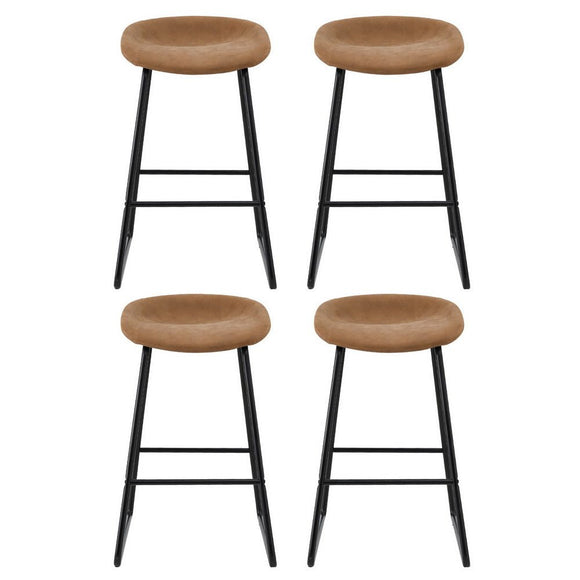 Artiss 4x Bar Stools Kitchen Dining Chairs Counter Stool PU Leather Metal Brown - RnR Galore