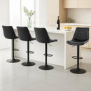 Artiss 4x Bar Stools Kitchen Swivel Gas Lift Counter Chair Diamond Leather Black - RnR Galore