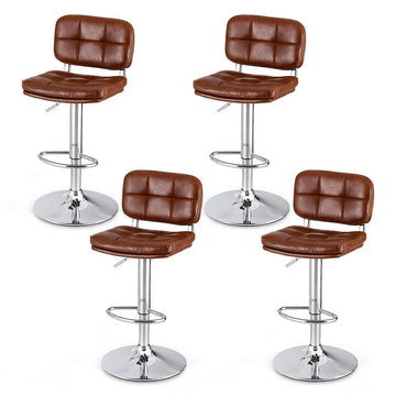 Artiss 4x Bar Stools Kitchen Swivel Gas Lift Counter Chair Tuft PU Leather Brown - RnR Galore