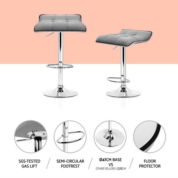 Artiss 4x Bar Stools Linen Padded Gas Lift - RnR Galore