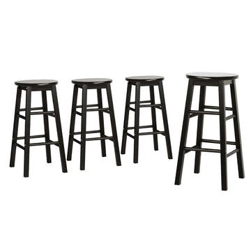 Artiss 4x Bar Stools Round Chairs Wooden Black - RnR Galore